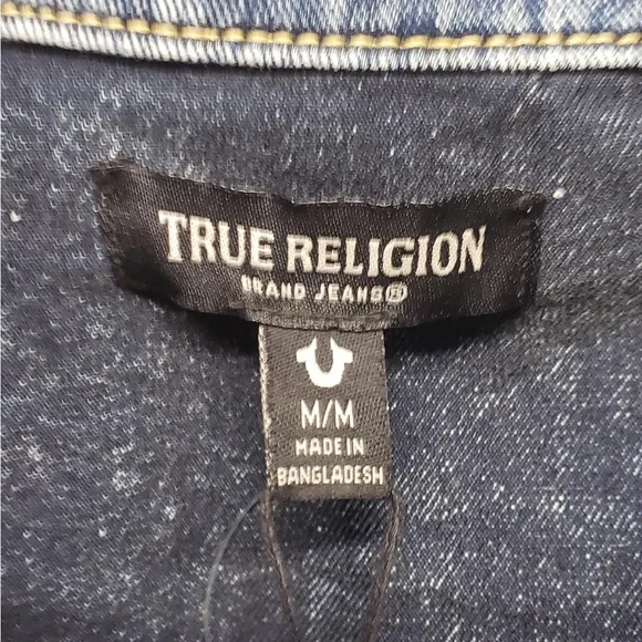 NWT True Religion Denim Short Zip Romper. Size M - Picture 2 of 4